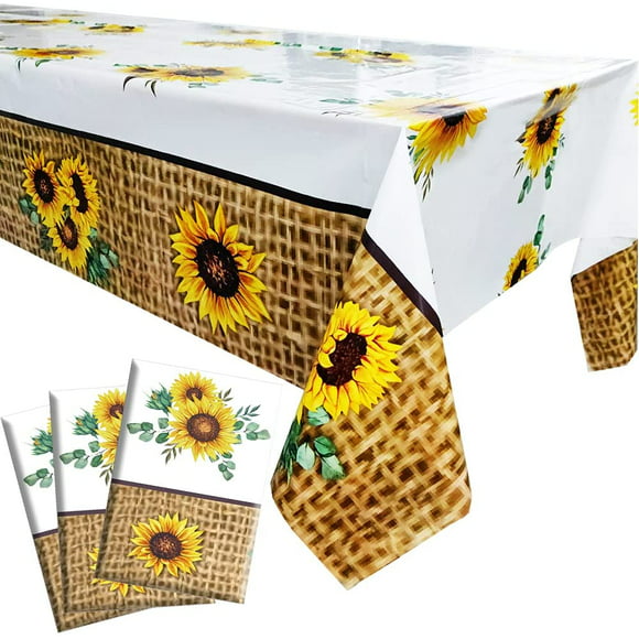 UNISE Sunflowers with Leaves Tablecloth Rectangle 54 x 72 Washable Anti Wrinkle Table Cover for Outdoor Picnic Kitchen Dinning Holiday Parties Farmhouse Tabletop Decoration 